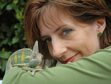 Ali Sparkes with chameleon